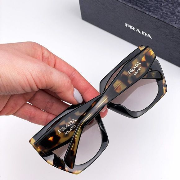 Prada PR15WS 3890A7 Sunglasses Black Tortoise Gray Square Women - Picture 4 of 12